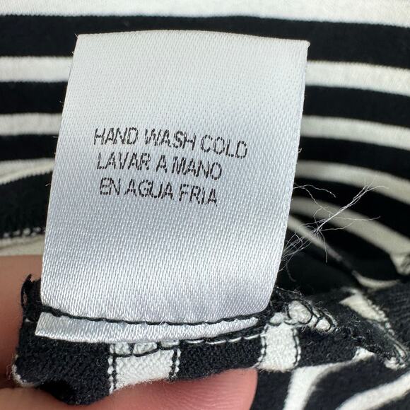 Ellison 100% Cotton Black White Striped Half Ruffled Bell Sleeve Knit Blouse M - Picture 7 of 7